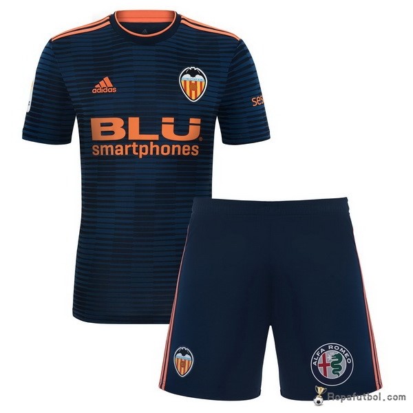 Camiseta Valencia Replica Segunda Ropa Conjunto De Niños 2018/19 Azul